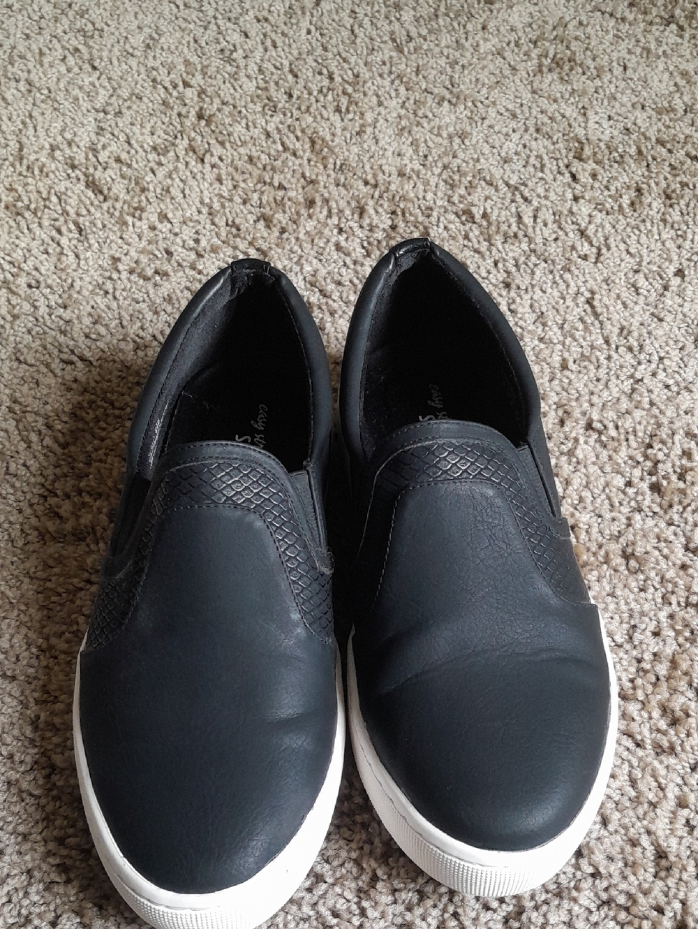 Easy Street Sport Black Slip-On Sneakers with White Sole